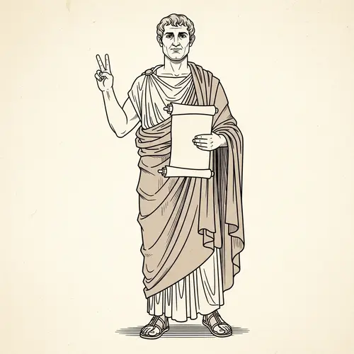 Classical Greek Man Toga Scroll Pose Image
