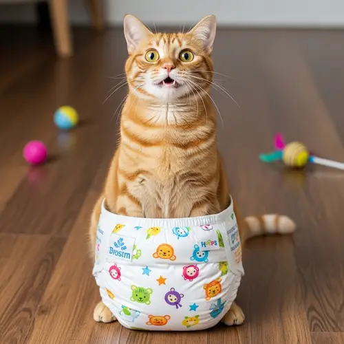Amusing Cat in Oversized Diaper | Funny Feline Photos