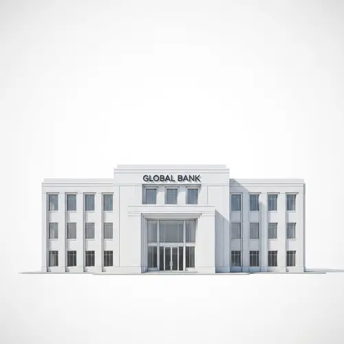Realistic Bank Image on White Background