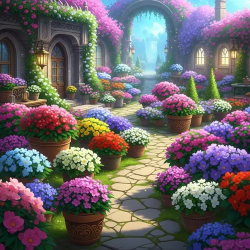 Enchanting Fairy-Tale World Background with Spectacular Flowers