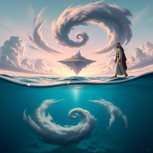 Surreal Jesus Walking on Water: A Dreamlike Journey