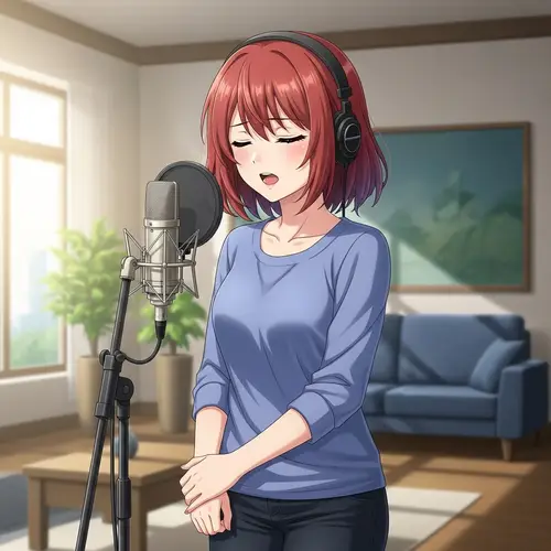Passionate Anime Girl Singing in Comfortable Room | ANIMEXYZ