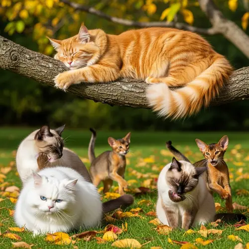 Tranquil Afternoon with Cats: Serene Scene of Feline Companions