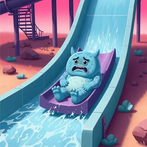 Regretful Monster Sliding Down Water Slide - Fun Adventure