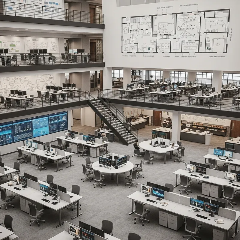 Modern Technology Office with Second Floor Layout