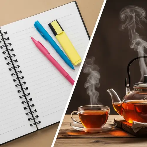 Spiral-Bound Journal with Writing Pens and Tea Set