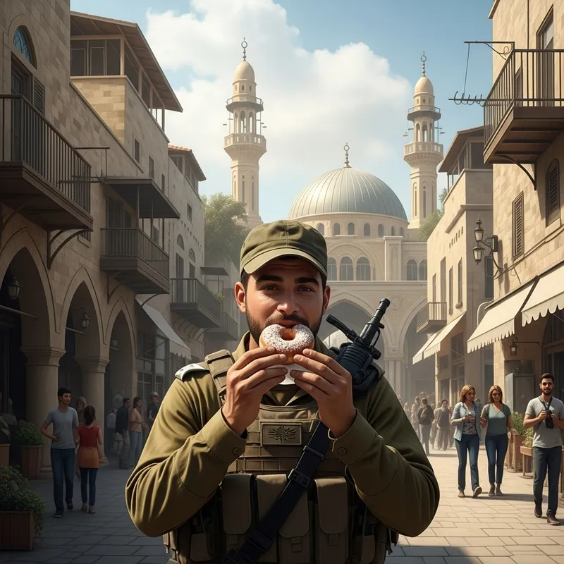 IDF Soldier Eating TATTI Hunuka Donut in Gaza