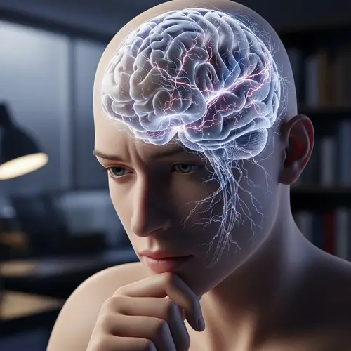 Human Figure with Visible Brain | Intricate Neuronal Pathways