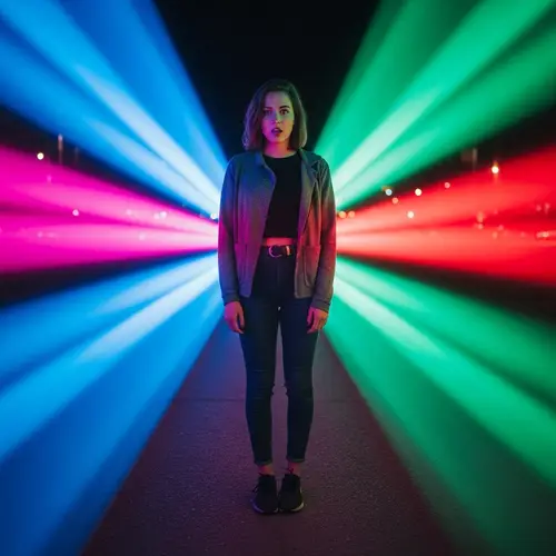 Neon Light Portrait of a Young Woman
