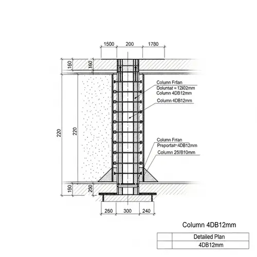 Detailed Structural Plan: Column 4db12mm Specifications