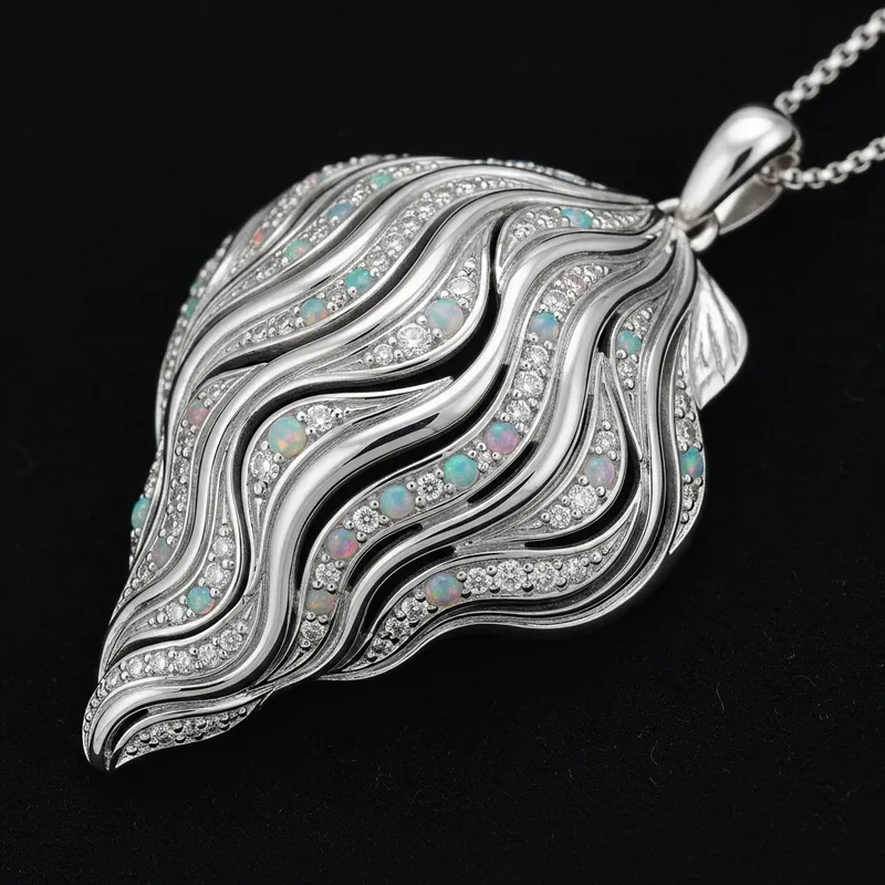 Sea Shell Jewelry | Elegant Silver Necklace with Gems