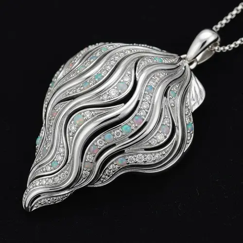 Exquisite Sea Shell Jewelry | Silver Shell Necklace with Gems