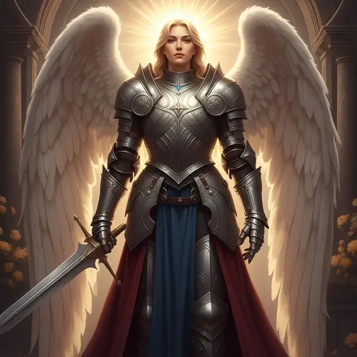 Ethereal Angel in Gleaming Silver Armor | Divine Renaissance Portrait