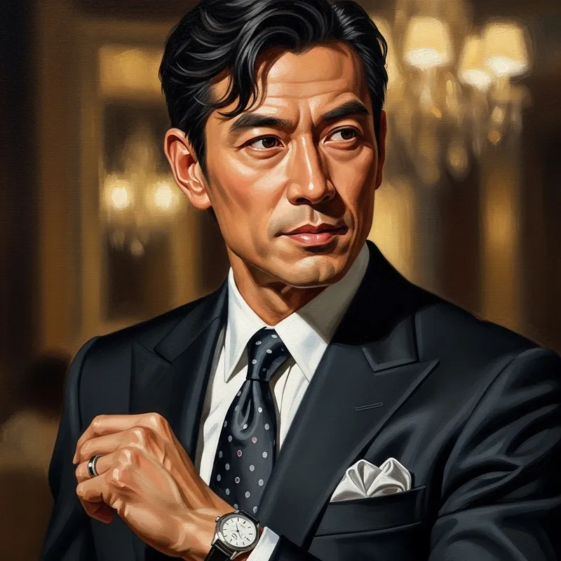 Elegant Hong Kong Male Actor Portrait in Stylish Suit
