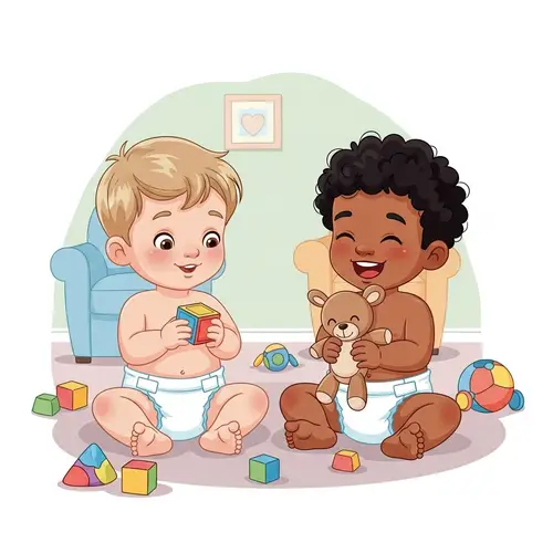 Adorable Boys in Diapers Playing Happily | Cute Kids Image
