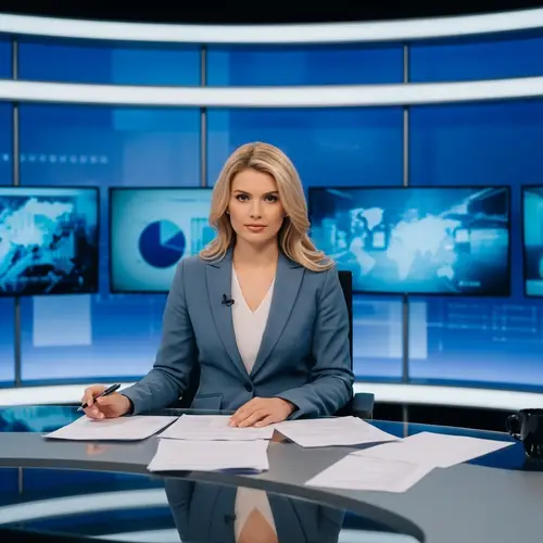 Professional Female News Anchor in Modern TV Studio | News Presentation