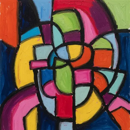 Abstract Oil Pastel Art: Vibrant Colors & Dynamic Composition