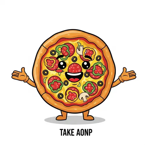 Playful Cartoon Pizza | Tempting Pizza Characters for Takeout