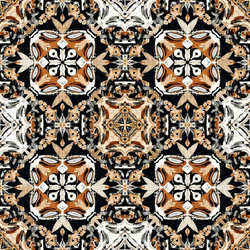 Balinese Batik Print Seamless Pattern in Earthy Colors