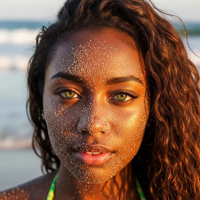 Serene Beach Portrait with Sunlit Beauty