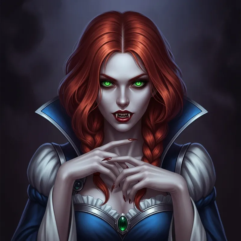 Triss Merigold: Female Vampire Sorceress in Blue Dress