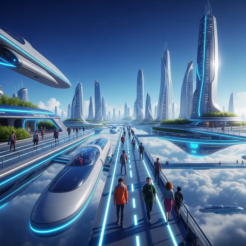 Futuristic Sky City: Innovative Technology and Sustainable Living