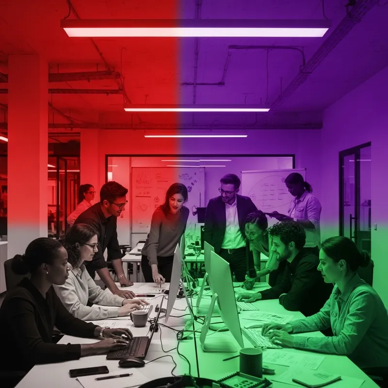 Harmonious Work Environment in Vibrant RGB Shades