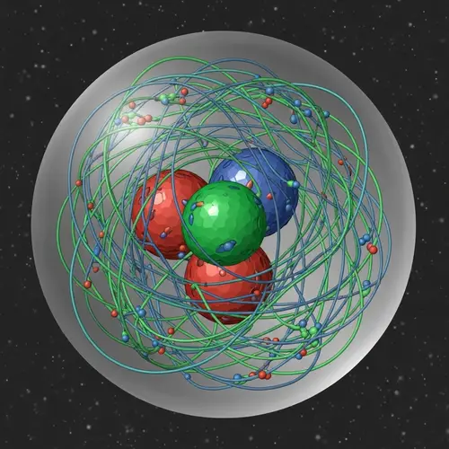 Scientific Illustration of a Proton and its Subatomic Composition