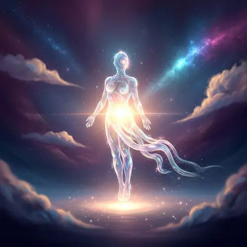 Translucent Shimmering Soul in Ethereal Landscape