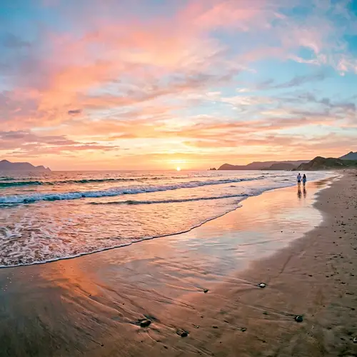 Serene Beach Sunset Panorama in Soft Pastel Colors | Fujifilm X-T4