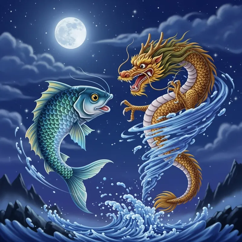 Enchanting Fish and Chinese Dragon Night Dance