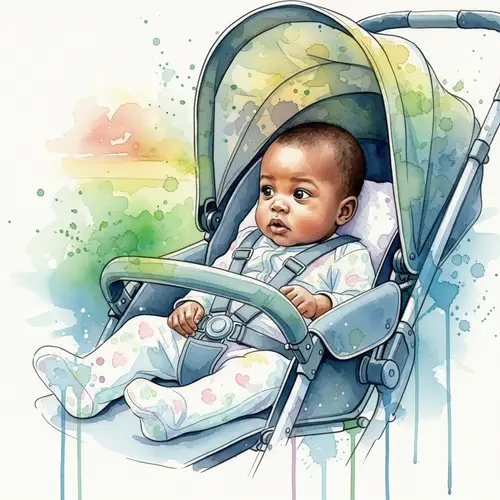 Abstract Watercolour Black Baby Stroller Artwork