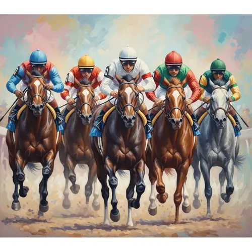 Dynamic Impressionist Horse Race Painting - Energy Captured in Colors