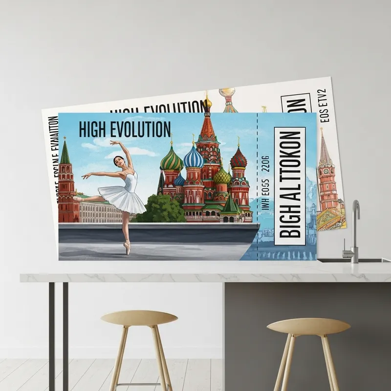 Nostalgic Ballet Ticket with Moscow Architectural Facades