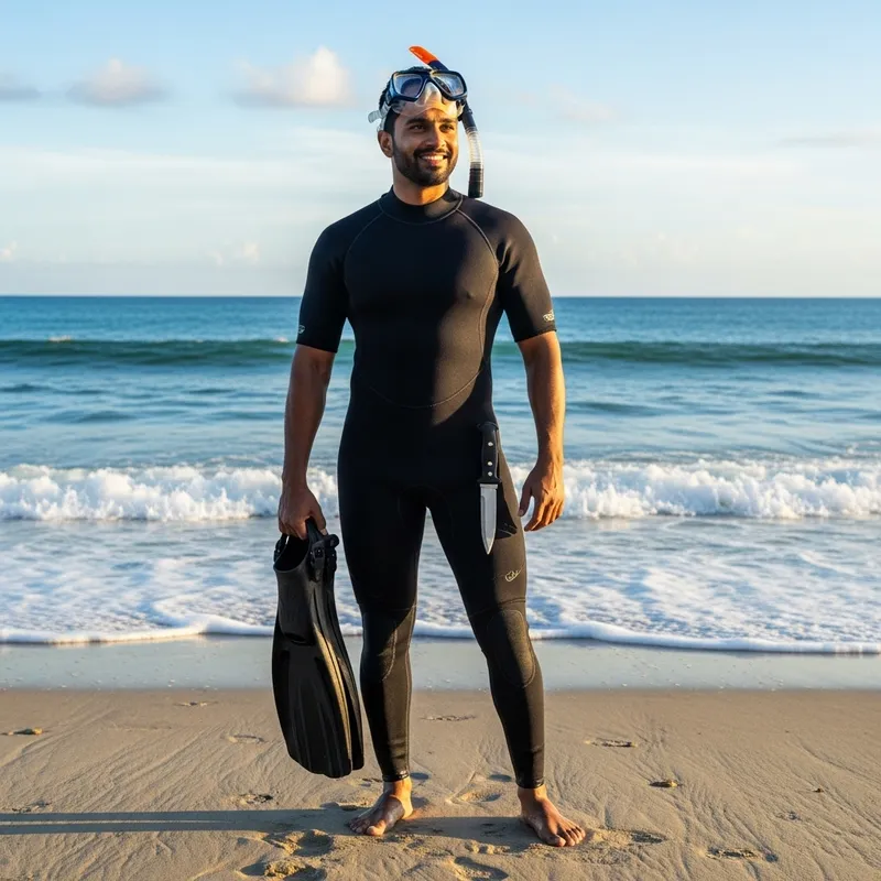 Young Man in Wetsuit: Scuba Diving Adventure