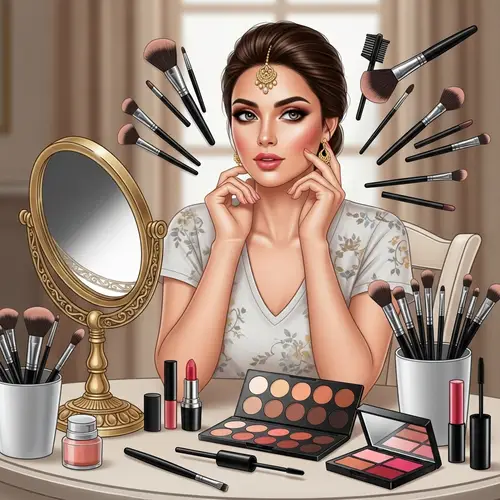 South Asian Woman Makeup Artistry | Vanity Table Elegance