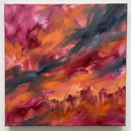 Abstract Sunset Painting with Vibrant Hues