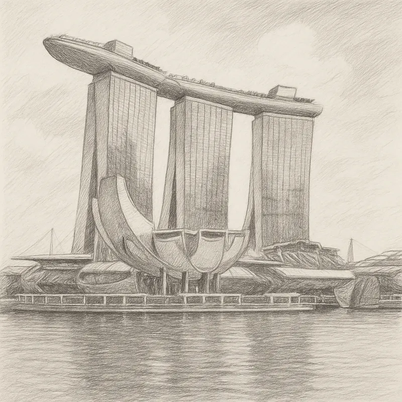 Pencil Drawing of Marina Bay Sands in Singapore