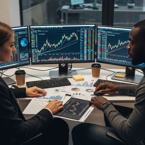 Forex Trading in a Modern Room - Traders Focused on Currency Rates