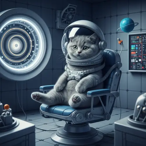 British Kitten Training as Astronaut in High-Resolution Lab