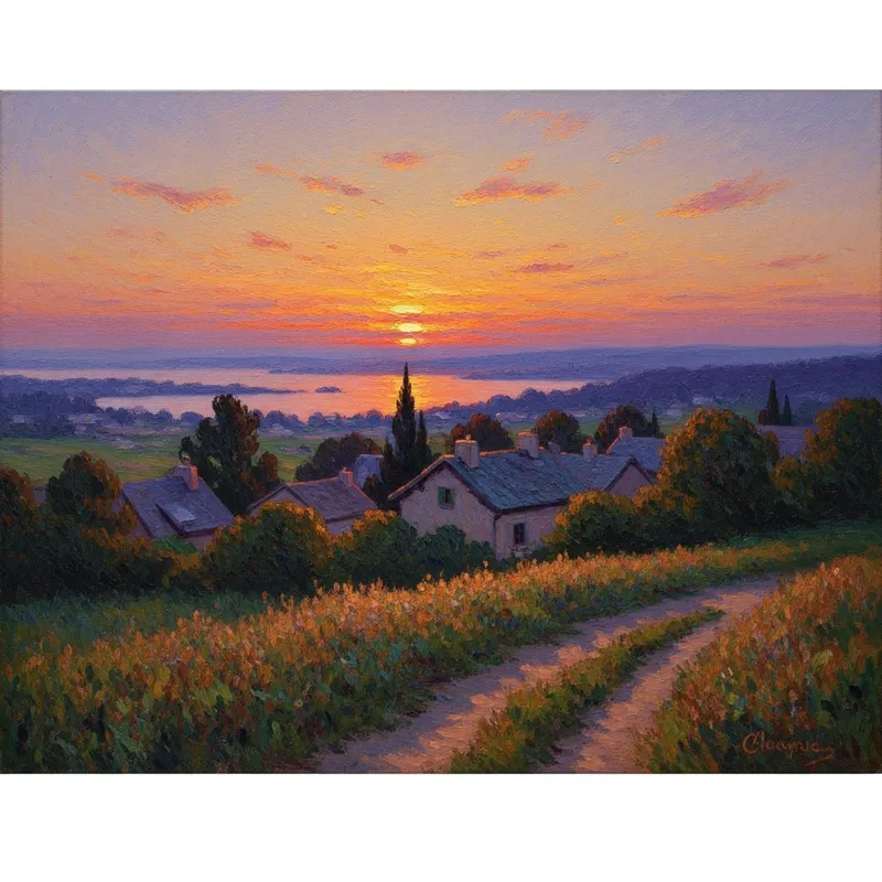 Sunset Painting by Monet