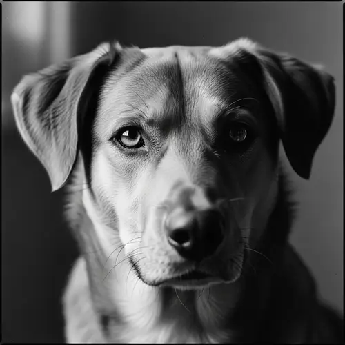 Vintage Portrait of Faithful Dog in Dramatic Black and White
