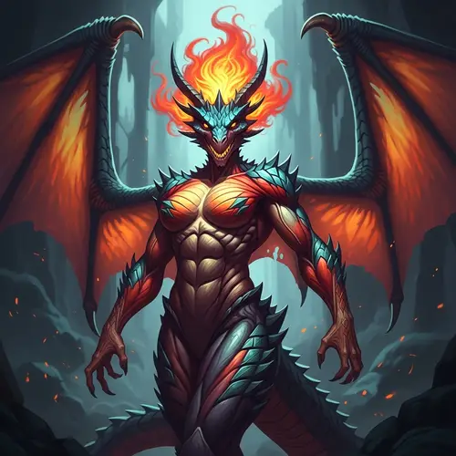 Vibrant Dragon-Woman - Strength and Beauty | Fantasy Art