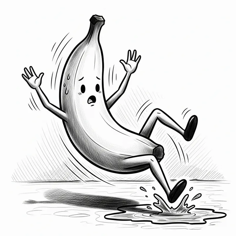 Amusing Walking Banana Slips | Graphite Pencil Drawing