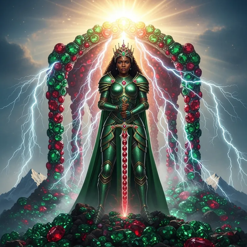 Emerald and Ruby Empowered Black Woman: Majesty Revealed