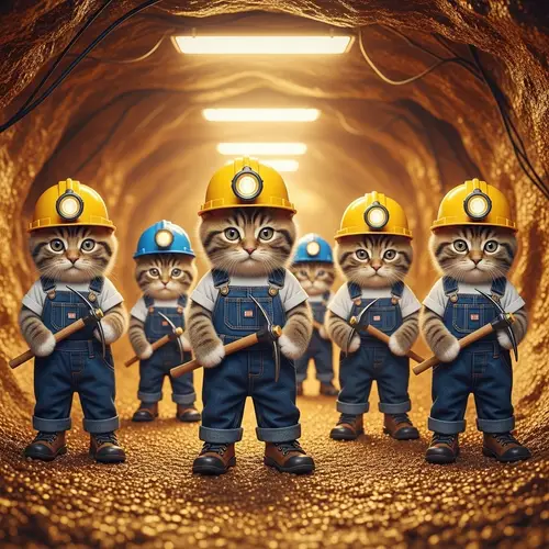 Adorable Kittens in a Gold Mine - Cute Mining Kittens