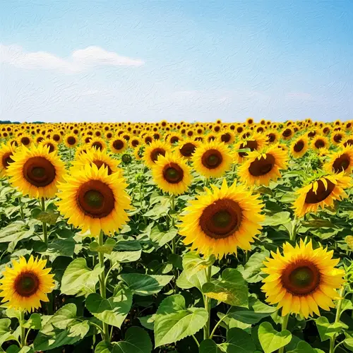 Beautiful Sunflower Field Impressionist Painting