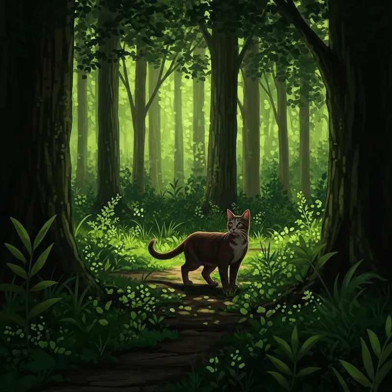 Cat in the Forest - Mysterious Beauty