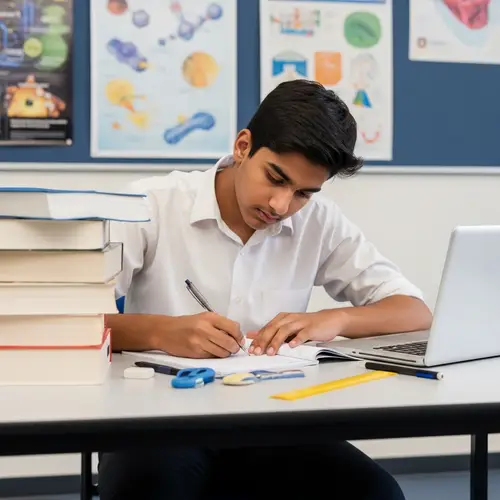 Diligent South Asian High School Student Studying Chemistry