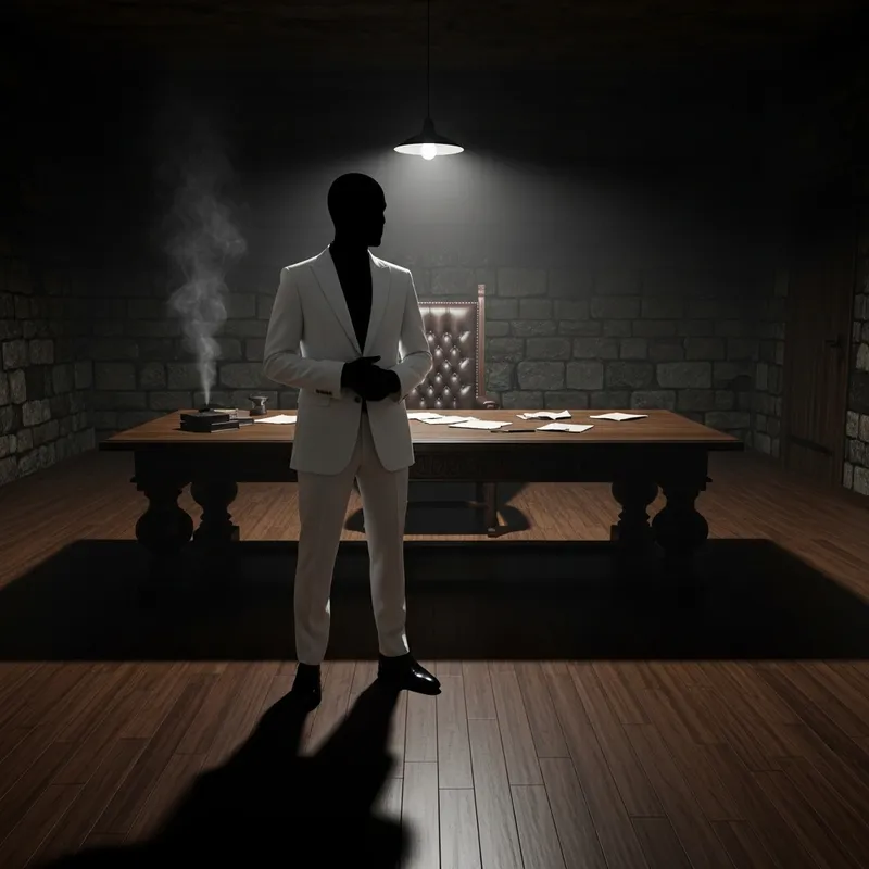 Elegant White Suit in a Secret Room
